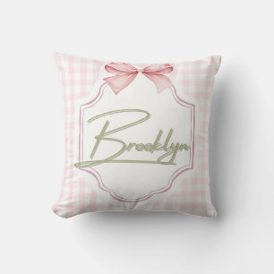 Coussin Brooklyn personnalisée Baby Girl Nursery BowGingha