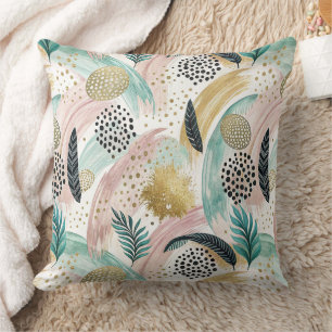 Coussin Brosse botanique et Abstraite or
