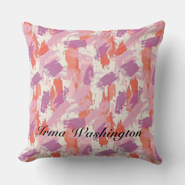 Coussin Brosses en gras en rose corail 2 (Recto)