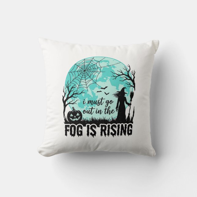 Coussin Brouillard d'Halloween est une sorcière de citroui (Recto)