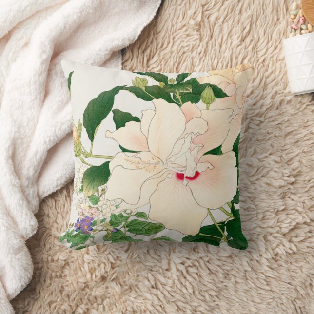 Coussin Browallia & Hibiscus Fleurs - Bois japonais (Couverture)