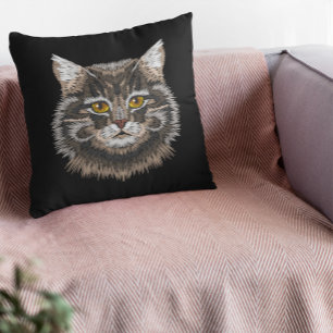 Coussin Brown blanc noir Tom Chat