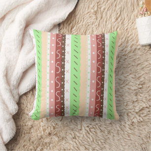 Coussin Brown, Bourgogne, vert et mauve Whimsical