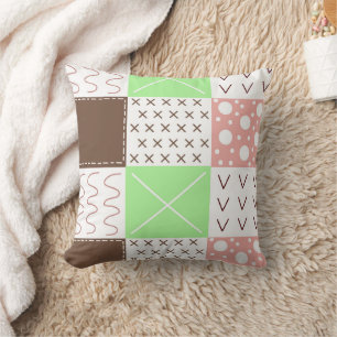 Coussin Brown, Bourgogne, vert et mauve Whimsical