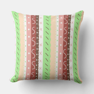 Coussin Brown, Bourgogne, vert et mauve Whimsical
