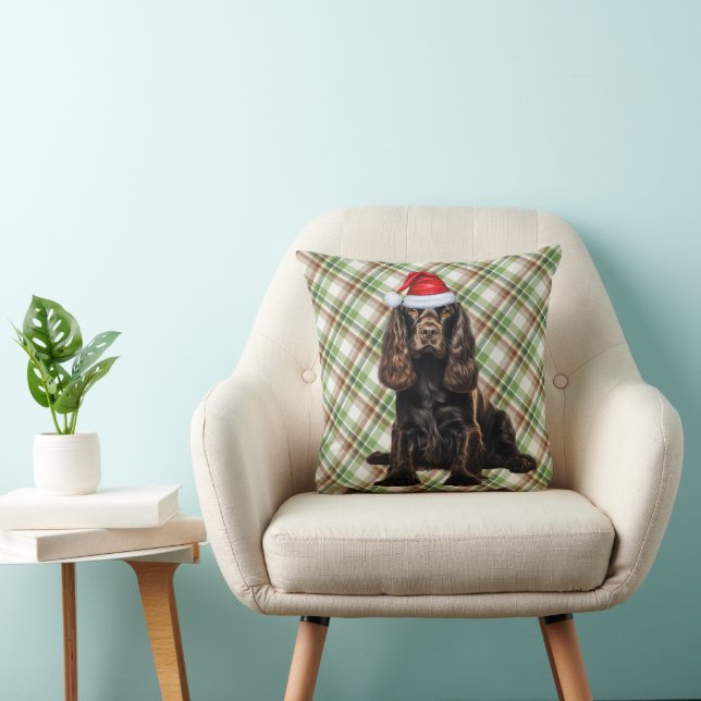 Coussin Brown Cocker Spaniel saison Plaid Chien de Noël (Chaise)