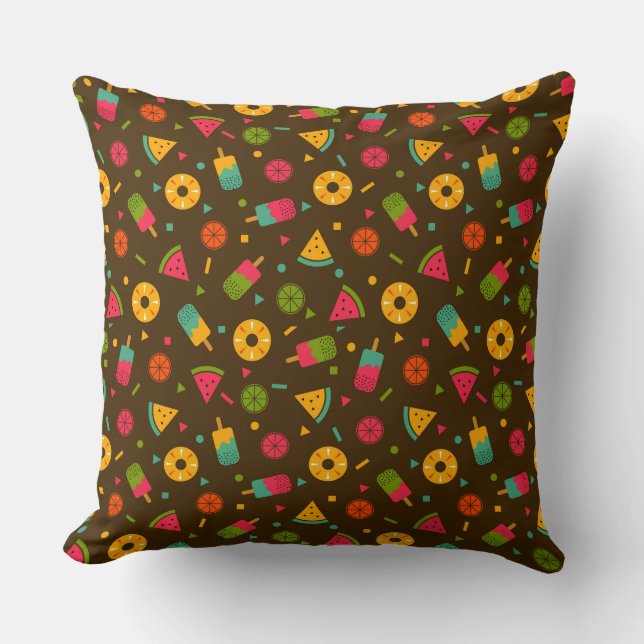 Coussin Brown colorful summer ice-cream pattern (Recto)