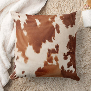 Coussin Brown Cream Cowhide Western