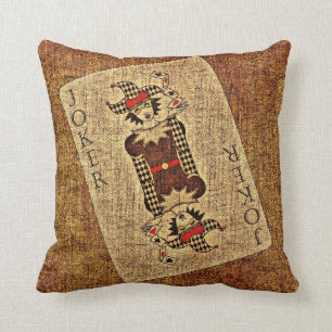 Coussin Brown de carte de jeu de joker