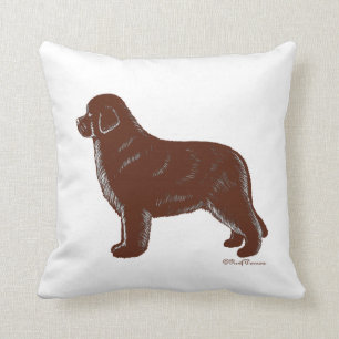 Coussin Brown de chien de Terre-Neuve