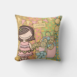 Coussin Brown de la lémonade de la fille de cheveu