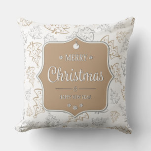 Coussin Brown et Argent Elegant Arbres de Noël Motif