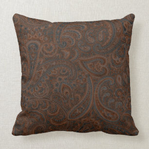 Coussin Brown et rouille Rouge Ornat Floral Paisley Motif