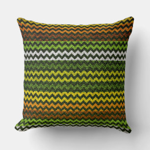 Coussin Brown et vert Chevron Stripes Motif
