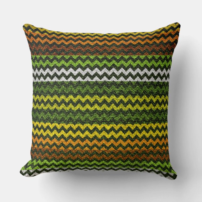Coussin Brown et vert Chevron Stripes Motif (Recto)