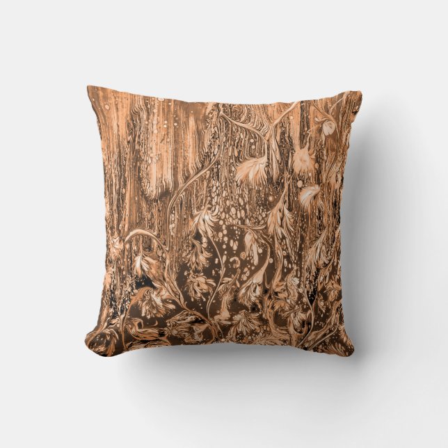 Coussin Brown Floral Abstrait (Recto)