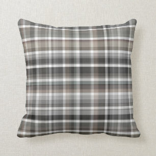 Coussin Brown gris Plaid Rustique neutre Jeu d'oreiller
