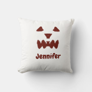 Coussin Brown Halloween effrayant visage chute ajouter nom