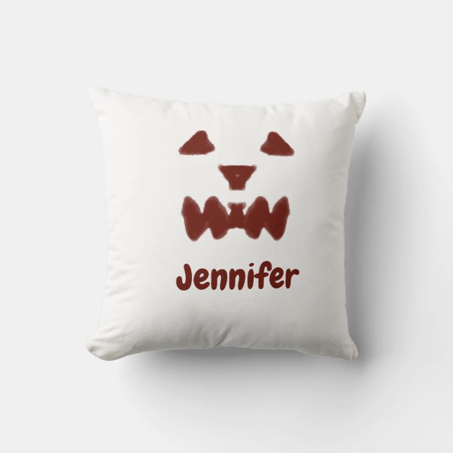 Coussin Brown Halloween effrayant visage chute ajouter nom (Recto)