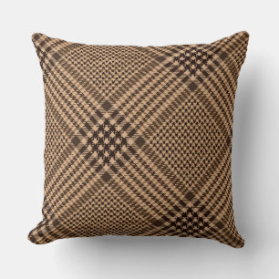 Coussin Brown Houndstooth Scottish Check Plaid Motif