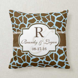 Coussin Brown, Mariage Poster de animal de la Giraffe bleu