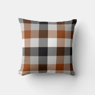 Coussin Brown noir blanc Twill En vichy design