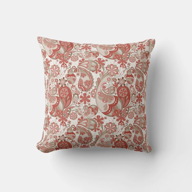 Coussin Brown Raspberry Paisley (Recto)