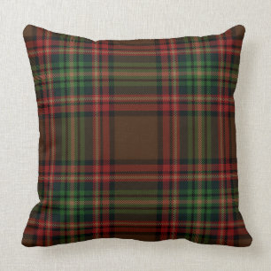 Coussin Brown rouge vert Tartan Plaid Motif écossais