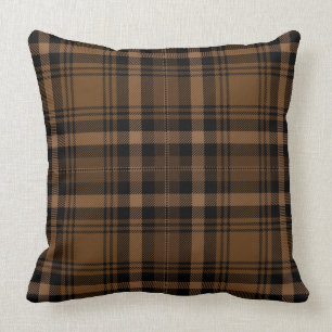 Coussin Brown Tartan noir Plaid Motif rustique