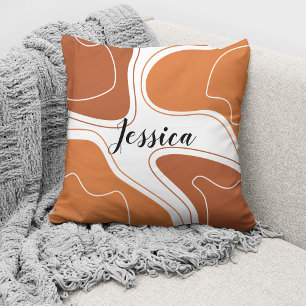 Coussin Brown Terracotta Moderne Abstrait Boho Nom du Moti