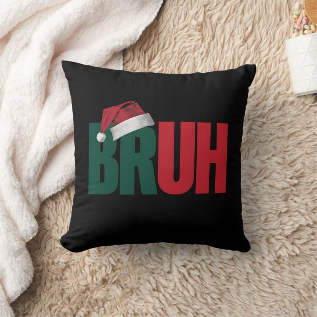 Coussin Bruh Mème Drôle Dire Bro Salutation Noël (Couverture)