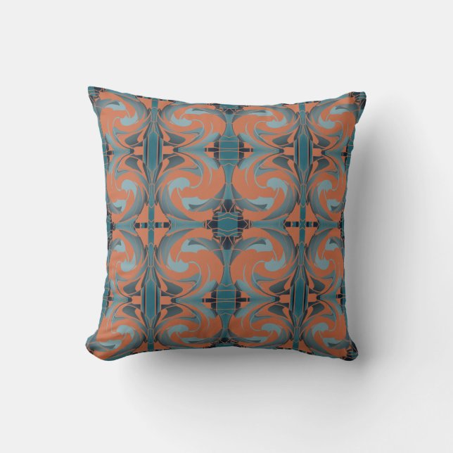 Coussin Brûlé Orange Ardoise De Mer Frottant Petites Mosaï (Recto)