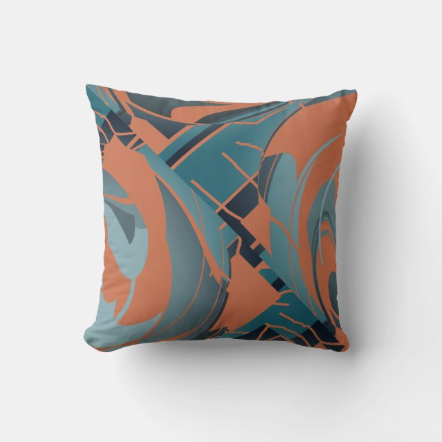 Coussin Brûlé Orange Ardoise Seafoam Swiring Lush Leaf Mot (Recto)