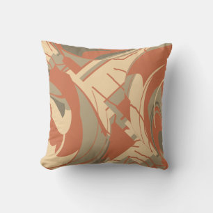 Coussin Brûlé Orange Beige Taupe Frottant Lush Leaf Mosaïq