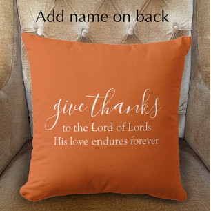 Coussin Brûlé Orange Donner Merci Script Personnalisé Déco