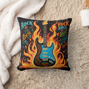Coussin Brûler la guitare enflamme l'esprit rock