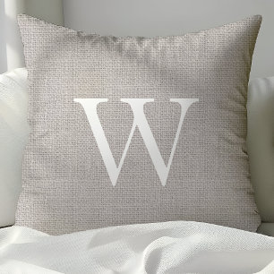 Coussin Brûlons Rustiques Gris Clair Monogrammé