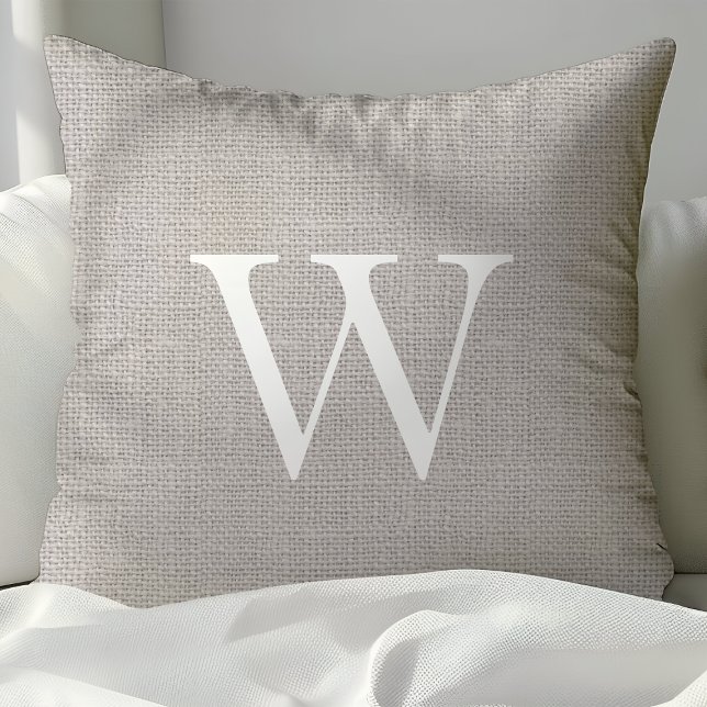 Coussin Brûlons Rustiques Gris Clair Monogrammé (Créateur téléchargé)