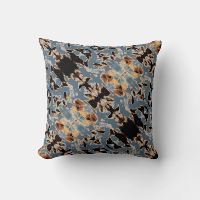 Coussin Brun beige noir bleu méditerranéen diagonal (Recto)
