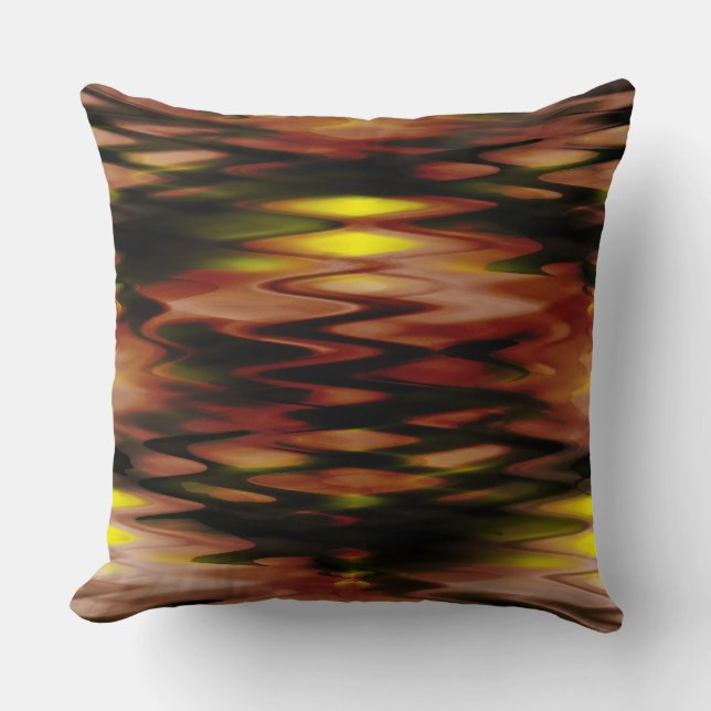 Coussin Brun dégradé à jaune formant zig-zag abstrait (Recto)