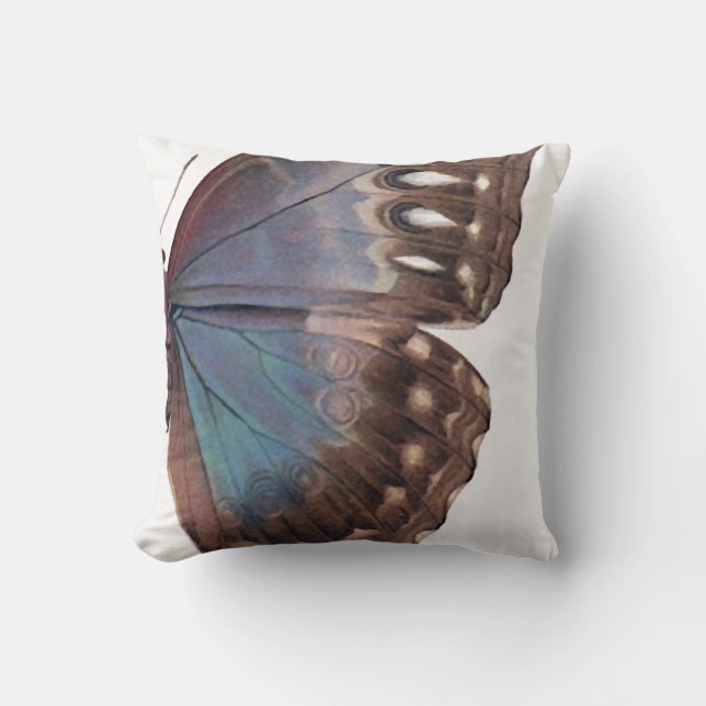 Coussin Brun énorme/ailes profondément bleues de papillon (Recto)