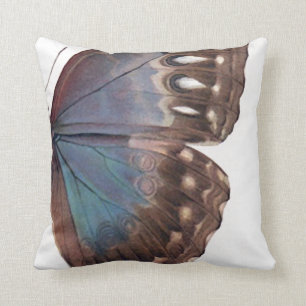 Coussin Brun énorme/ailes profondément bleues de papillon