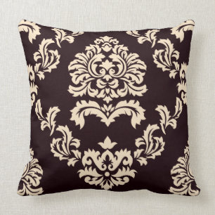 Coussin Brun et beige de motif de damassé