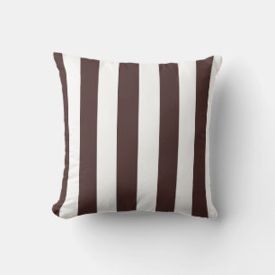 Coussin Brun et blanc rayures verticales café