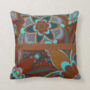 Coussin Brun et turquoise Boho