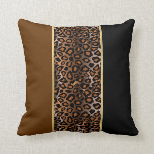 Coussin Brun-foncé riche du poster de animal   de Jaguar