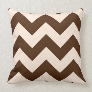 Coussin Brun large et crème de motif de zigzag