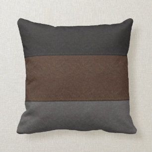 Coussin Brun noir et simili cuir gris
