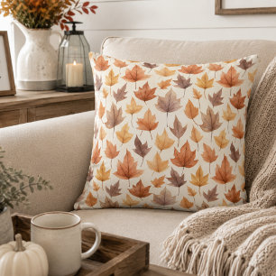 Coussin Brun Orange Doré Marron Feuille de l'Automne Moder