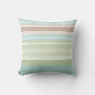 Coussin Brun Taupe & Vert Sauge Rayures Classiques